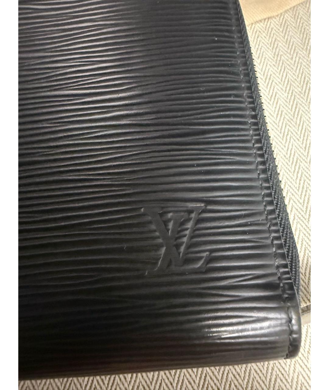LOUIS VUITTON Черный кожаный кошелек, фото 4
