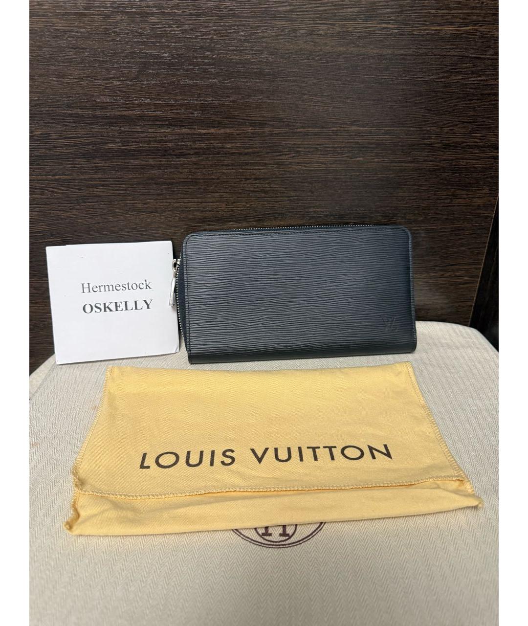 LOUIS VUITTON Черный кожаный кошелек, фото 6