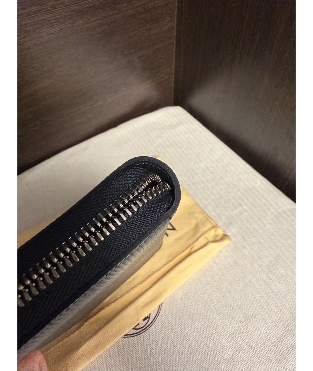 LOUIS VUITTON Черный кожаный кошелек, фото 2