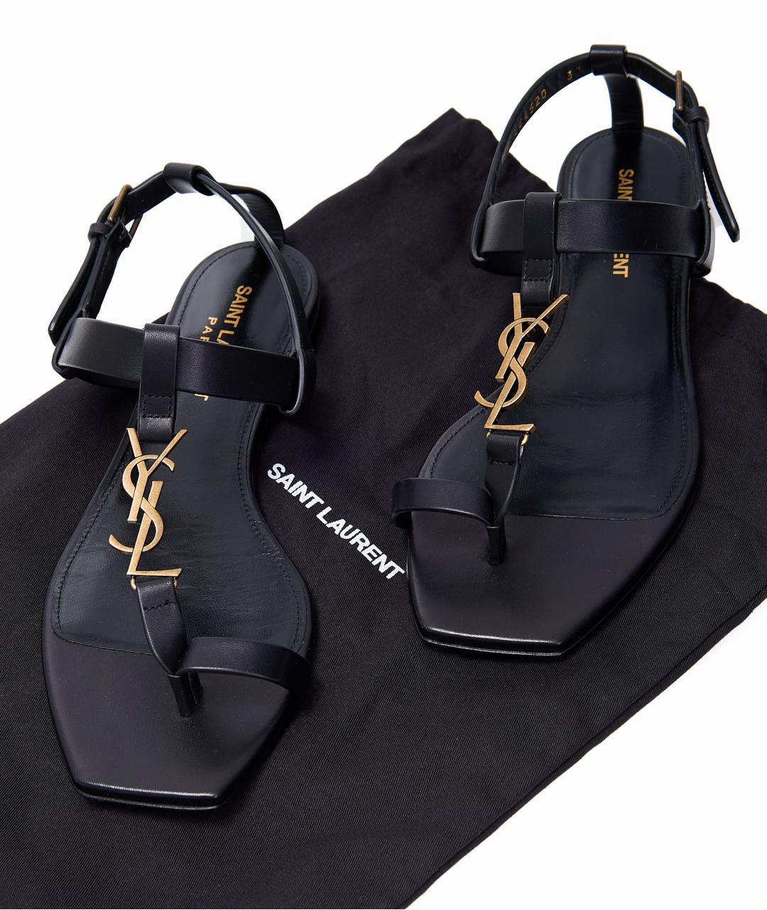 SAINT LAURENT Черные кожаные сандалии, фото 6