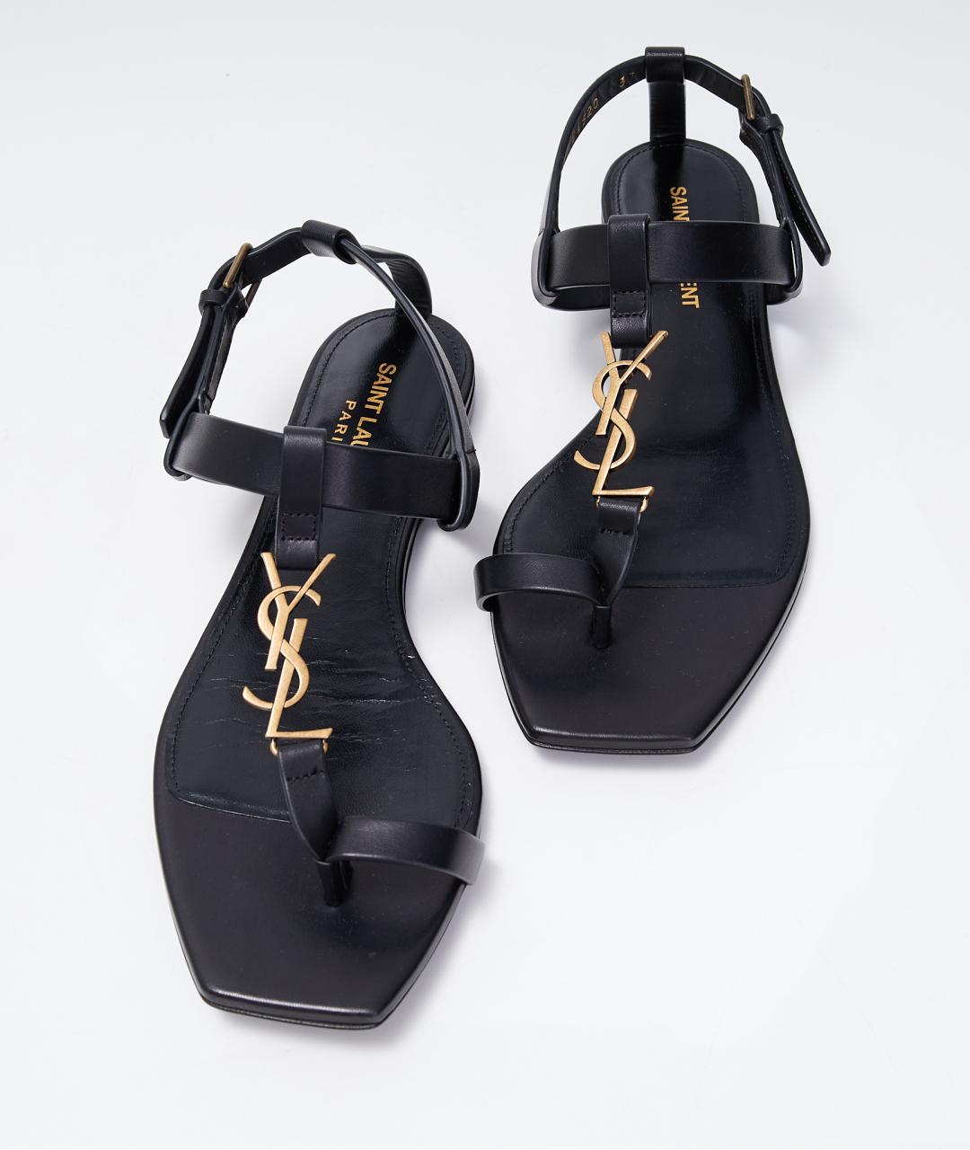 SAINT LAURENT Черные кожаные сандалии, фото 5