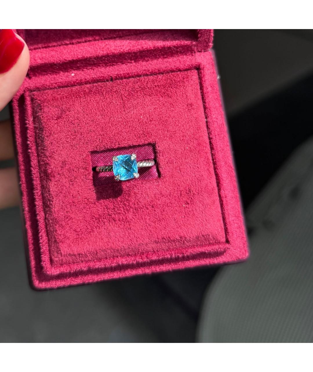 David Yurman Голубое серебряное кольцо, фото 4
