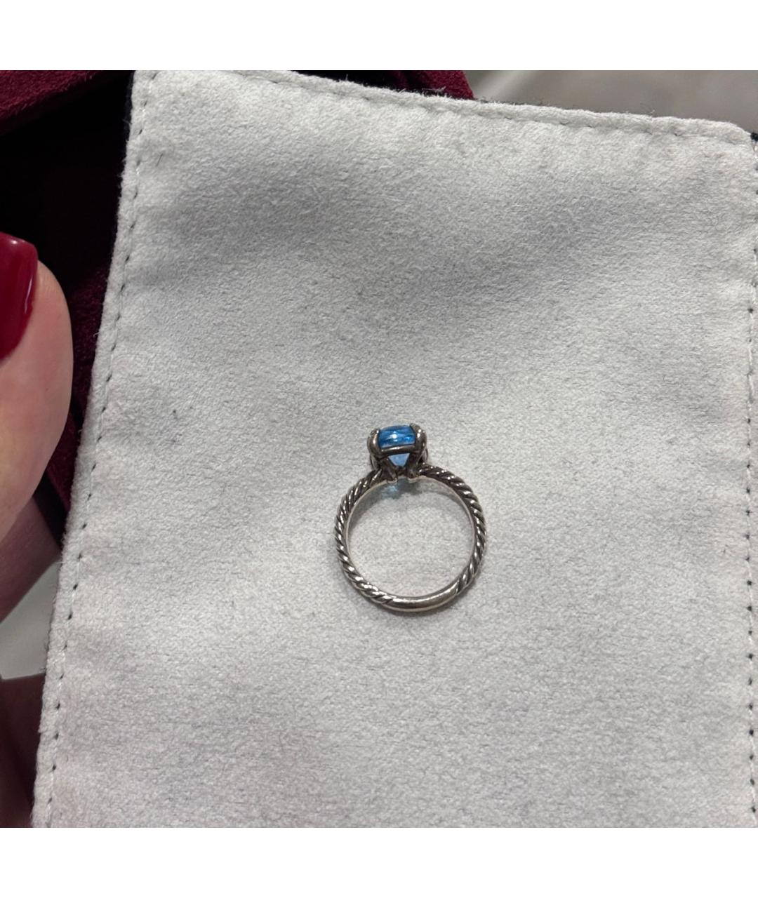 David Yurman Голубое серебряное кольцо, фото 7
