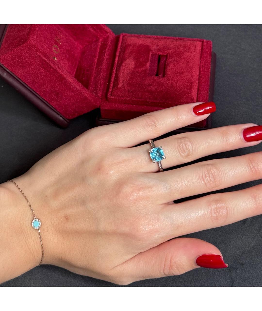 David Yurman Голубое серебряное кольцо, фото 5