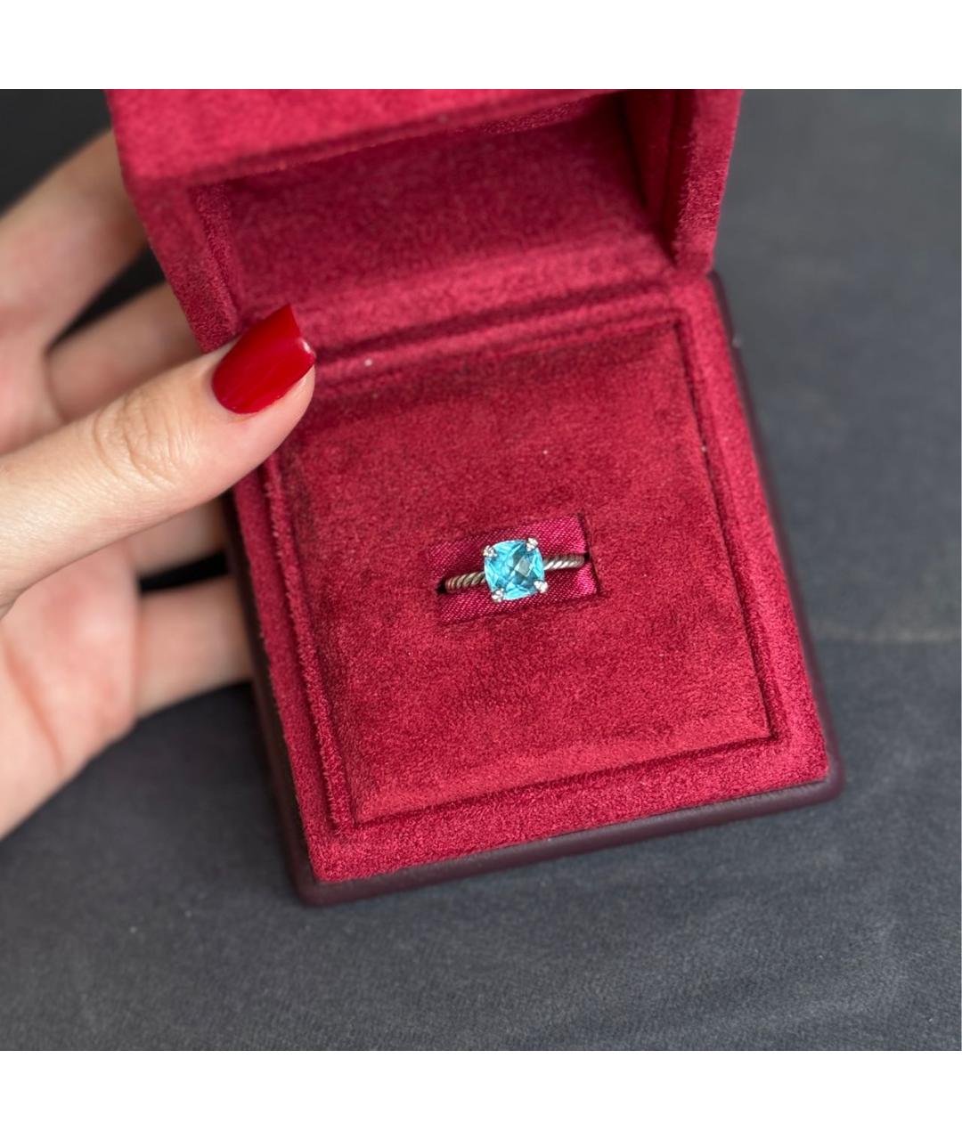 David Yurman Голубое серебряное кольцо, фото 3