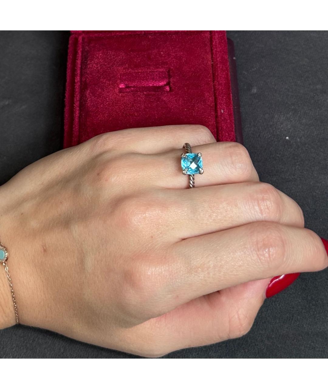 David Yurman Голубое серебряное кольцо, фото 6