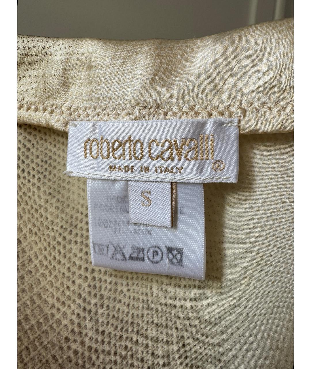 ROBERTO CAVALLI Бежевая шелковая юбка макси, фото 7