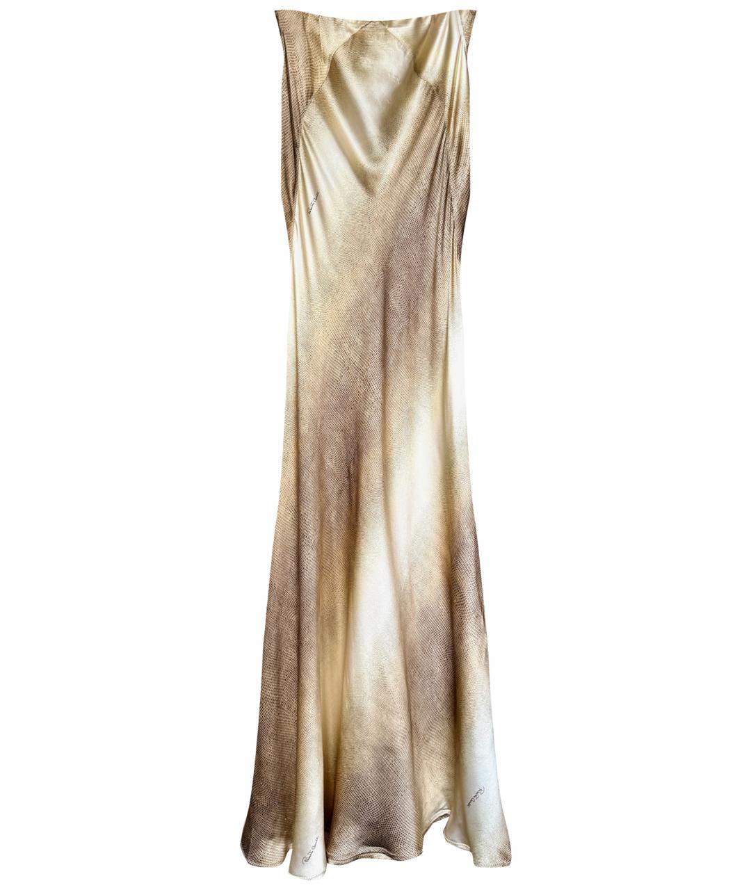 ROBERTO CAVALLI Бежевая шелковая юбка макси, фото 1