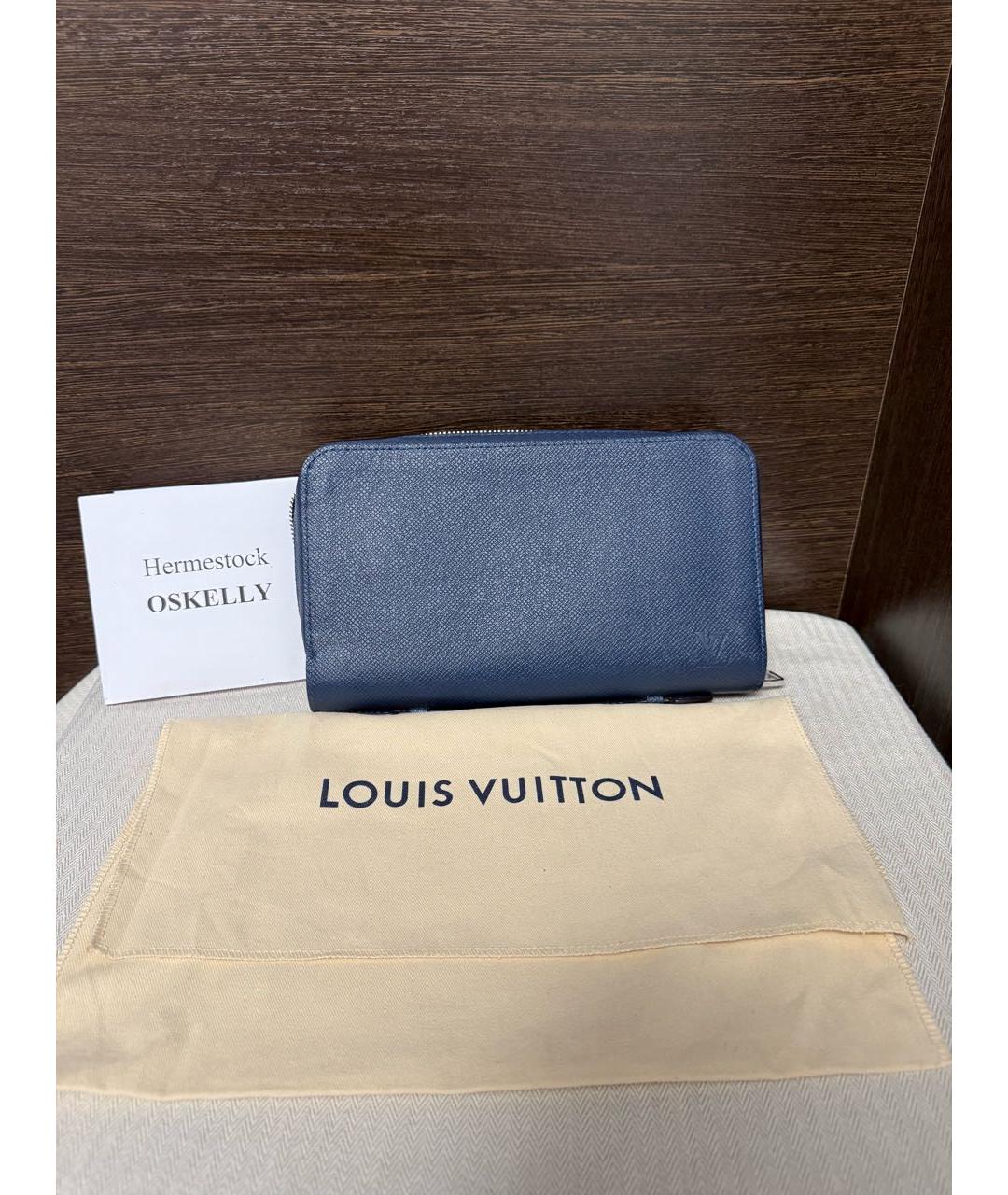LOUIS VUITTON Темно-синий кожаный кошелек, фото 7