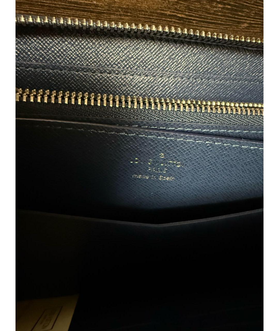 LOUIS VUITTON Темно-синий кожаный кошелек, фото 3