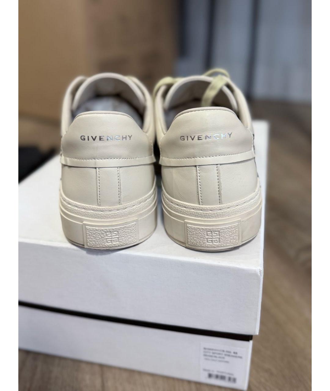 GIVENCHY Бежевые кожаные низкие кроссовки / кеды, фото 4