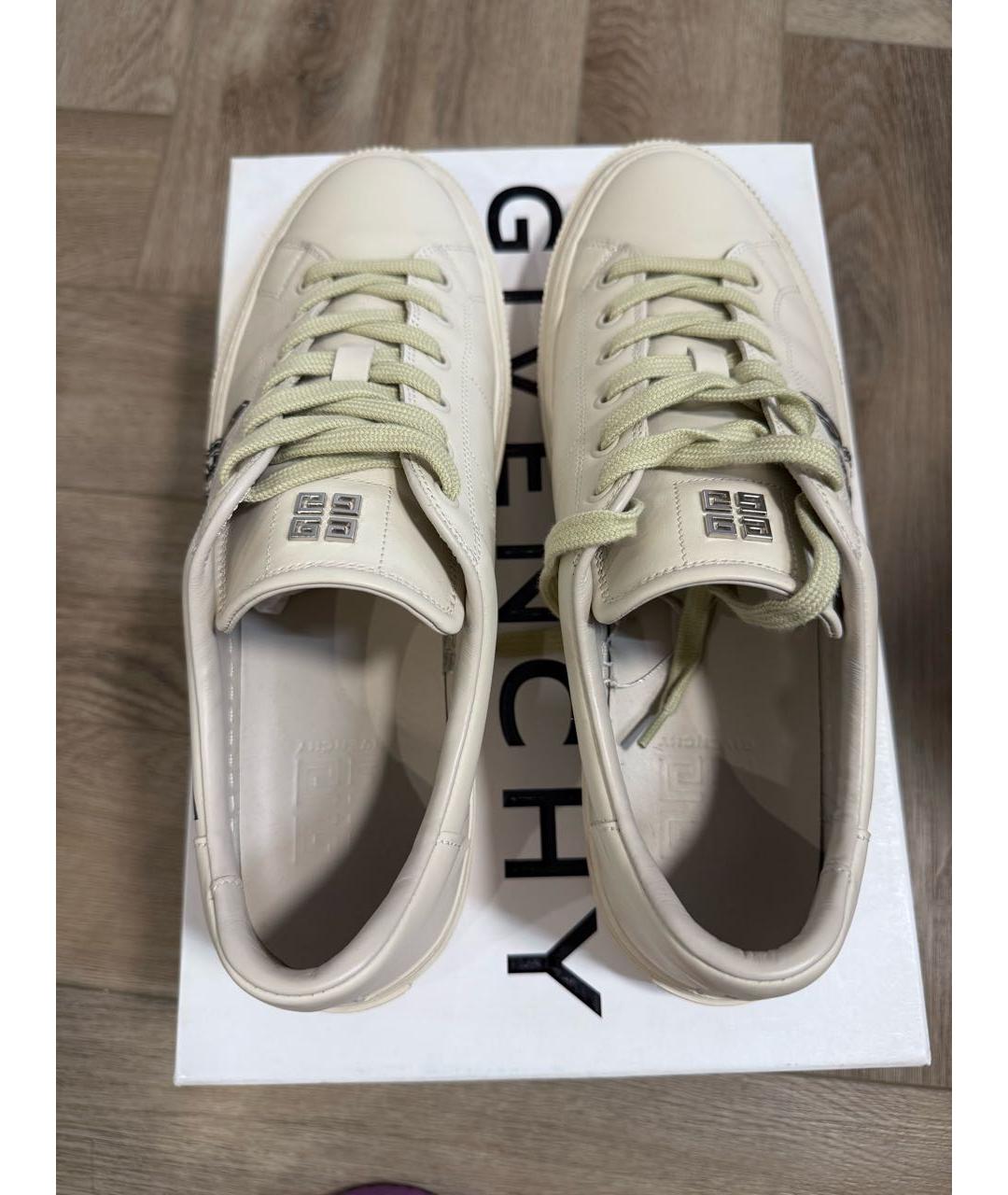 GIVENCHY Бежевые кожаные низкие кроссовки / кеды, фото 3