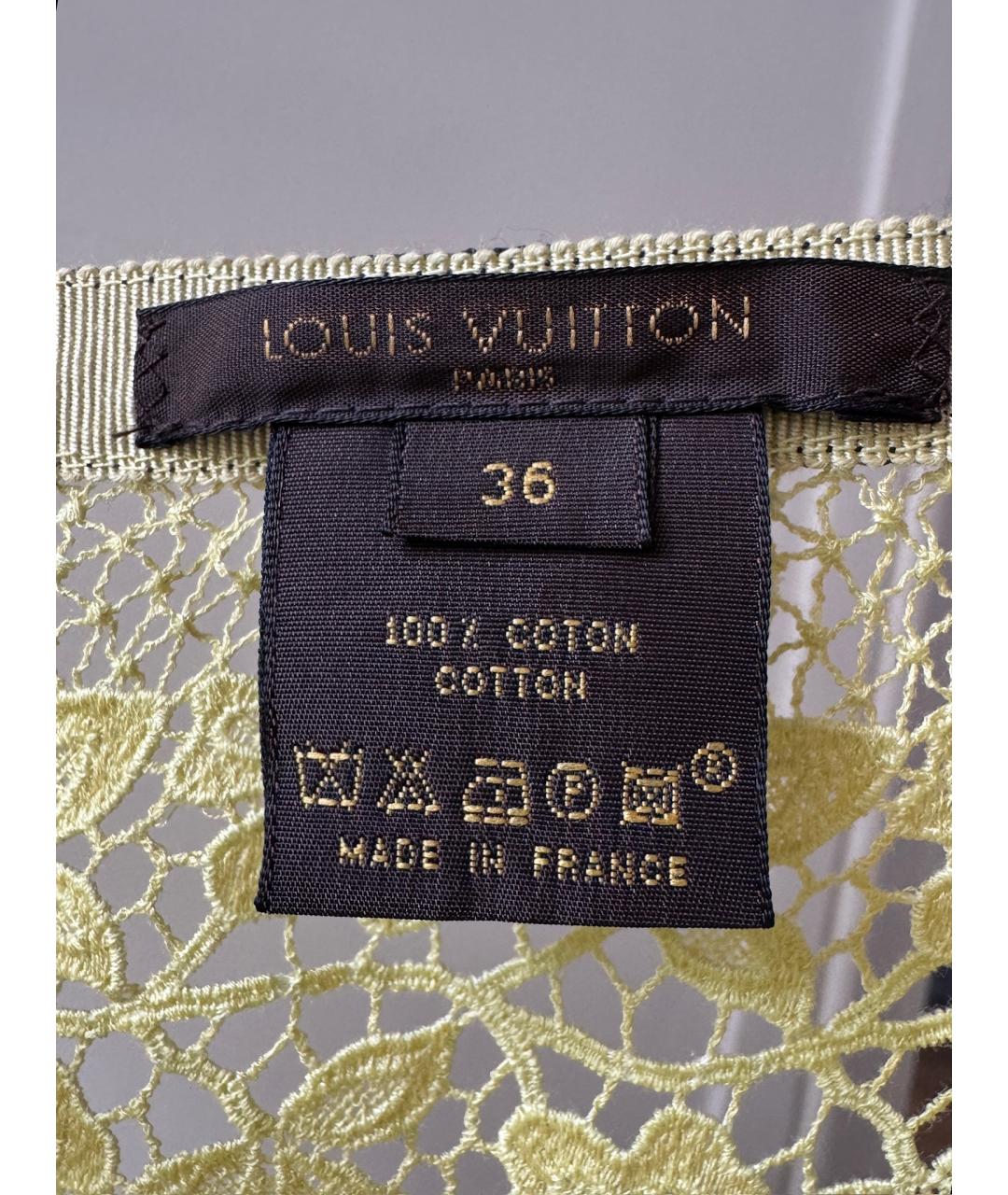 LOUIS VUITTON Желтая хлопковая юбка миди, фото 6
