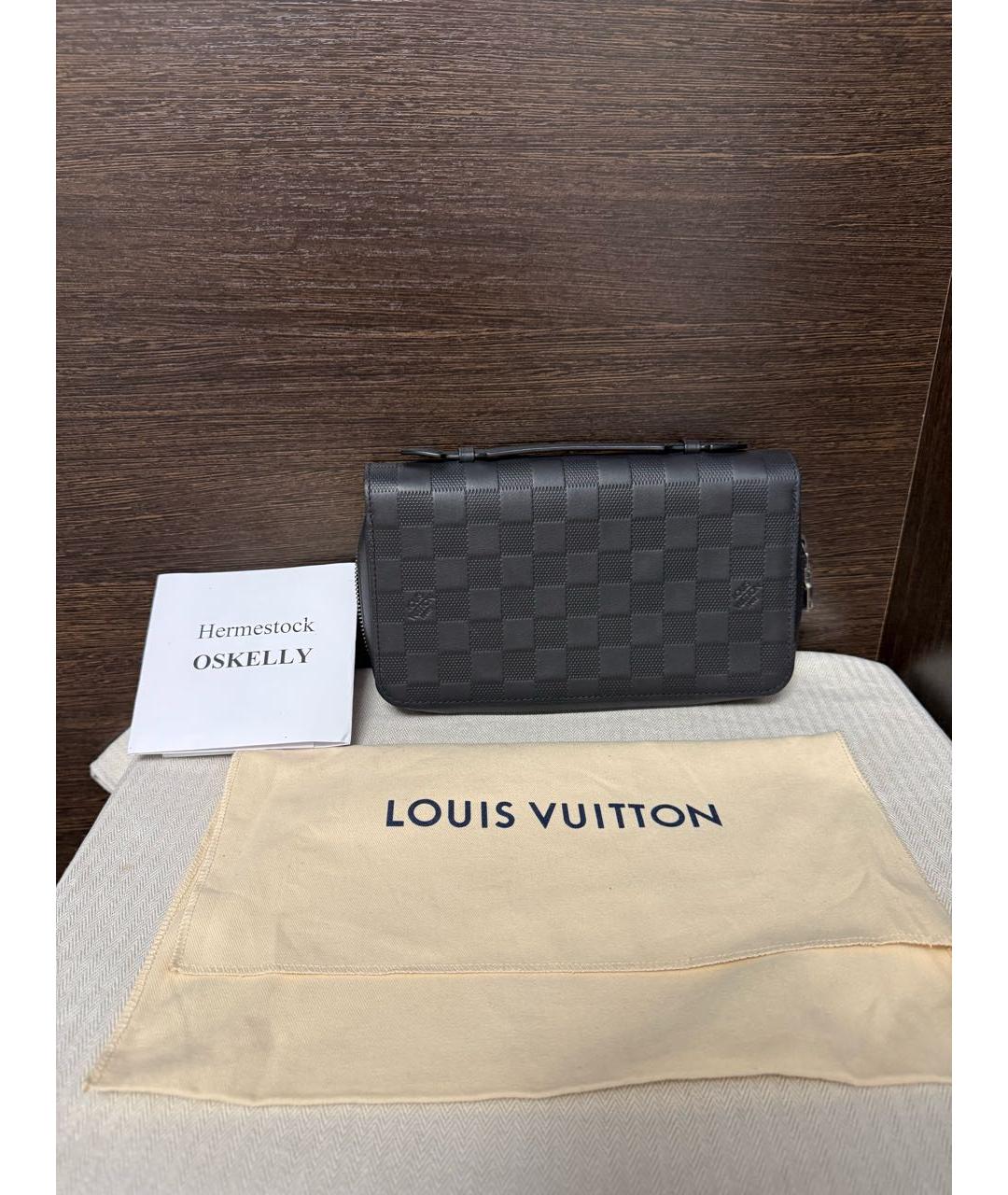 LOUIS VUITTON Черный кожаный кошелек, фото 5