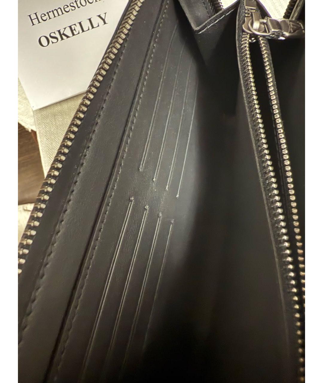 LOUIS VUITTON Черный кожаный кошелек, фото 4