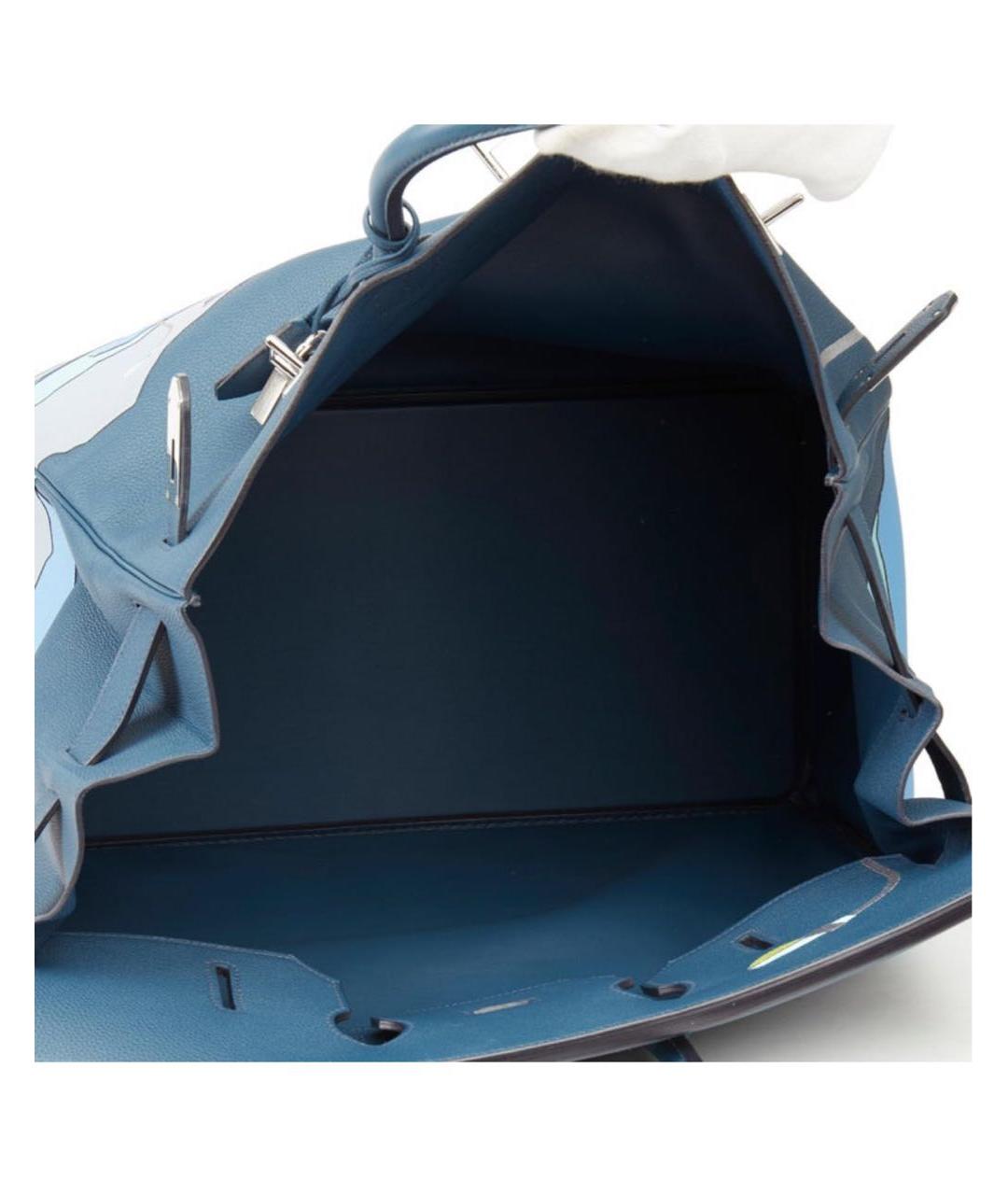 HERMES Синяя кожаная сумка с короткими ручками, фото 2