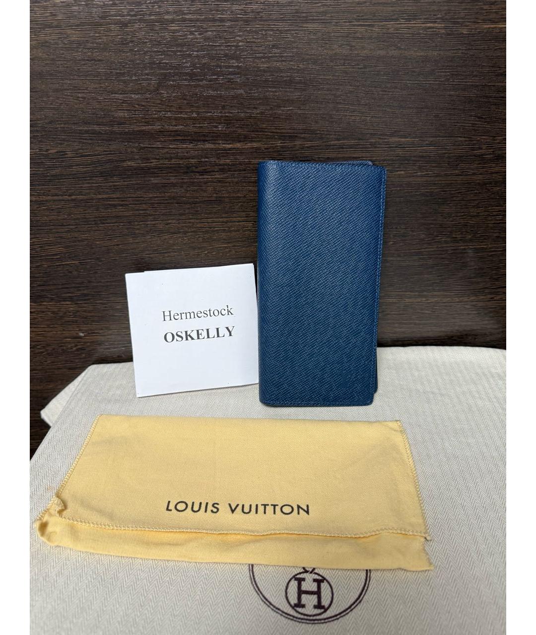 LOUIS VUITTON Темно-синий кожаный кошелек, фото 6