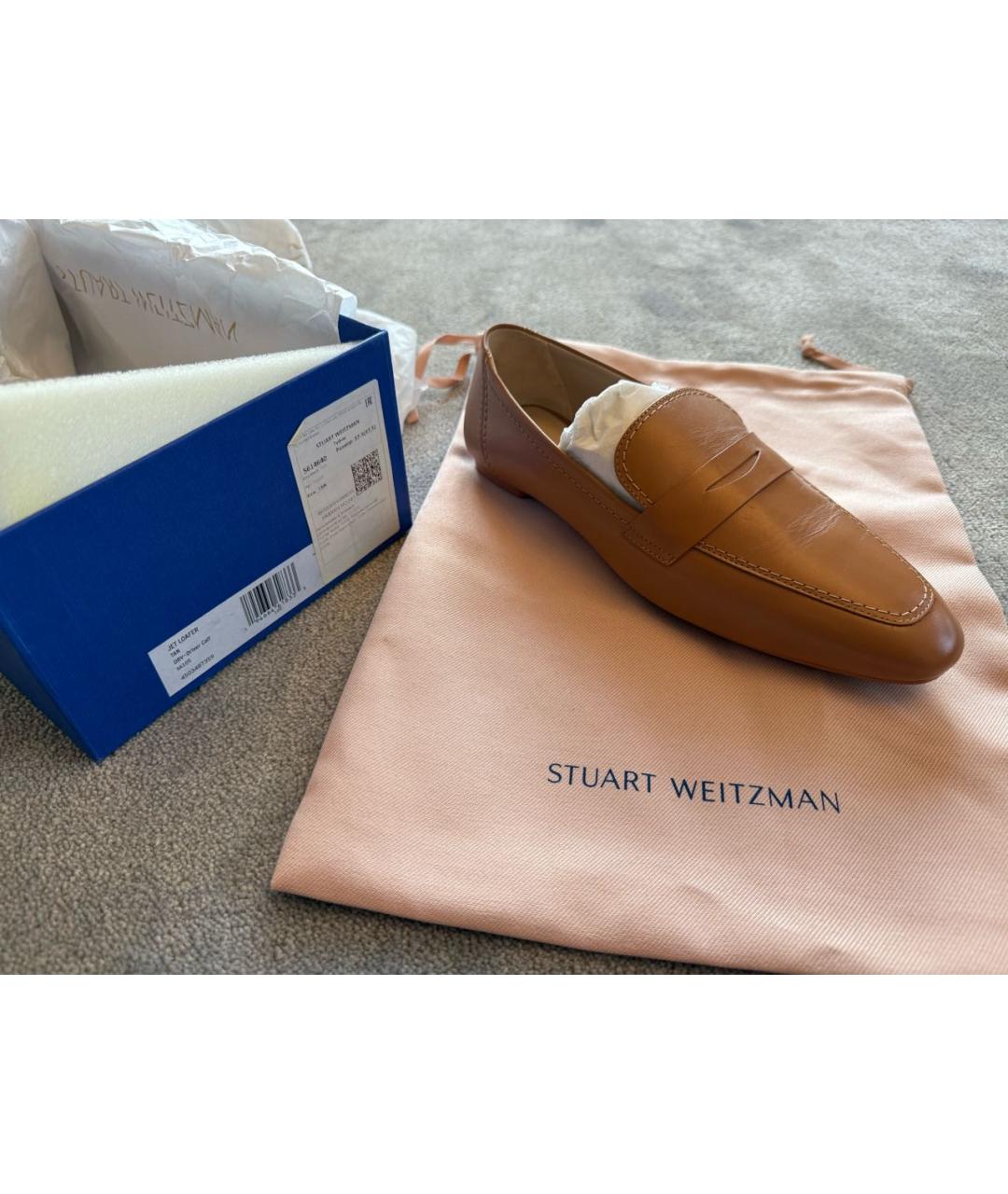 STUART WEITZMAN Коричневые кожаные лоферы, фото 6