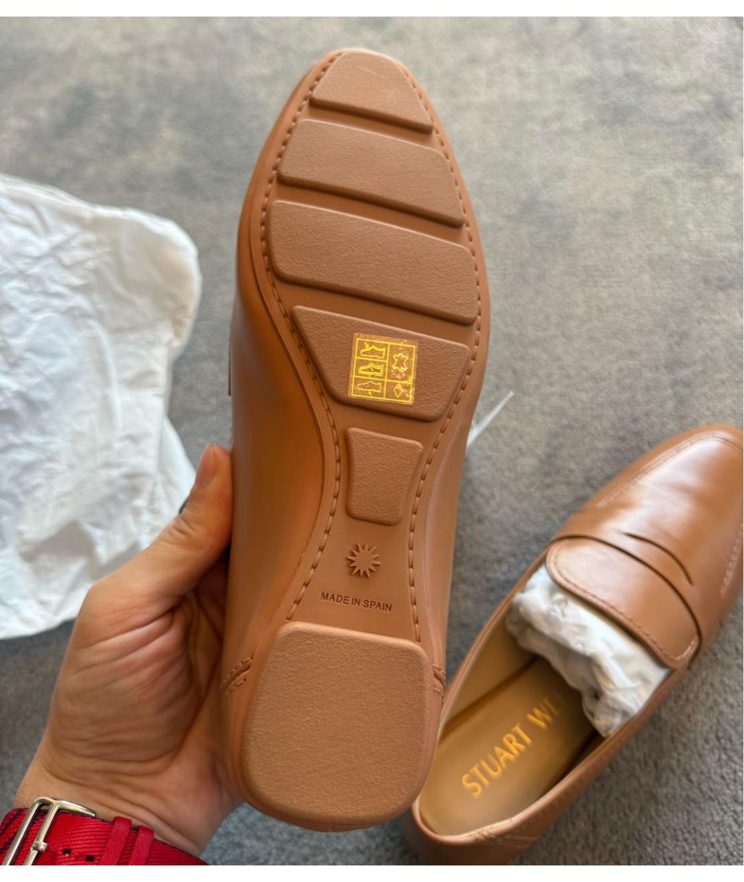 STUART WEITZMAN Коричневые кожаные лоферы, фото 7