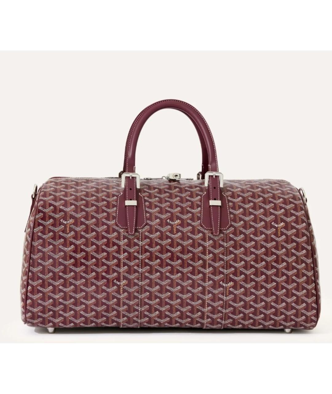 GOYARD Бордовая кожаная дорожная/спортивная сумка, фото 2