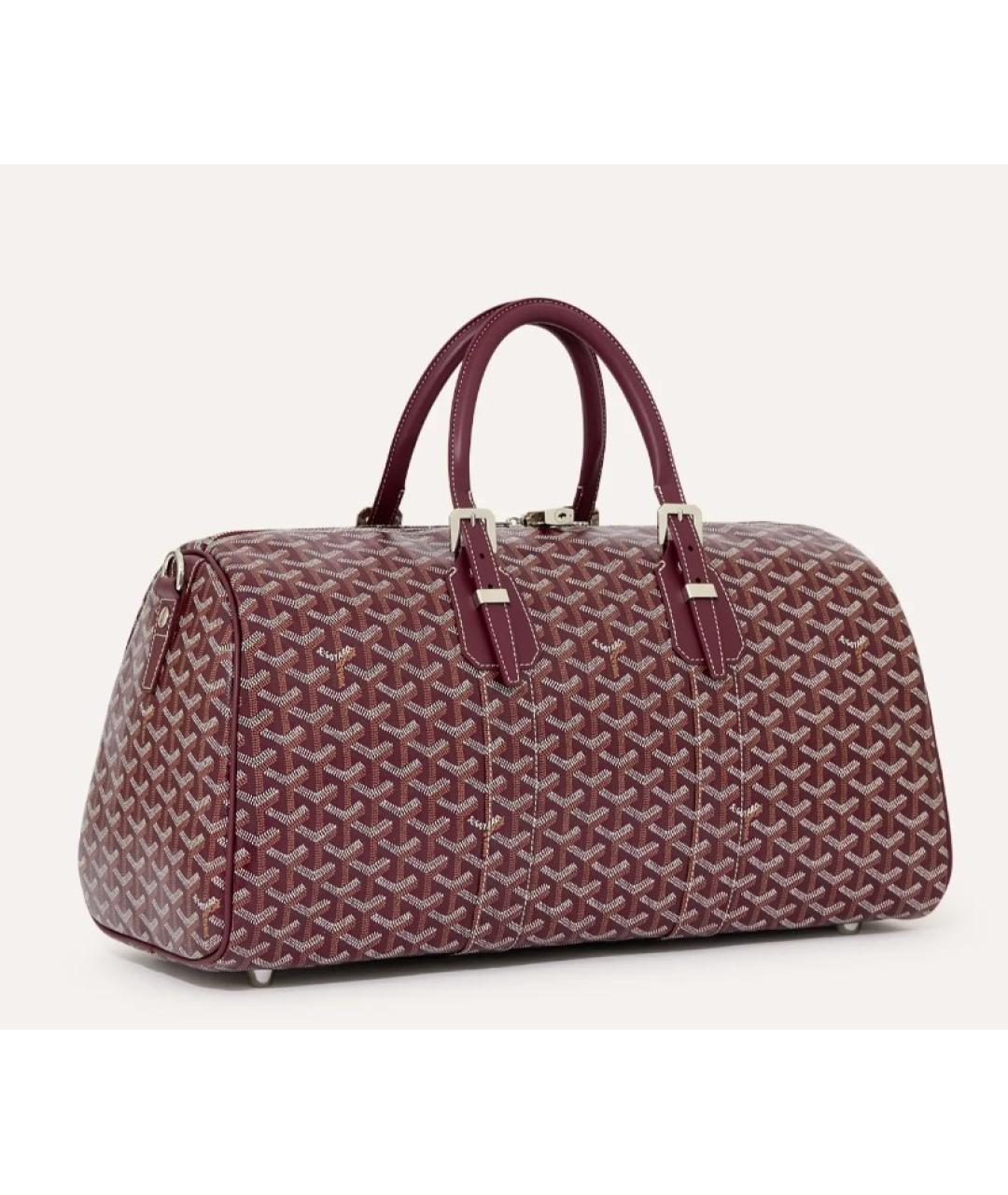 GOYARD Бордовая кожаная дорожная/спортивная сумка, фото 4