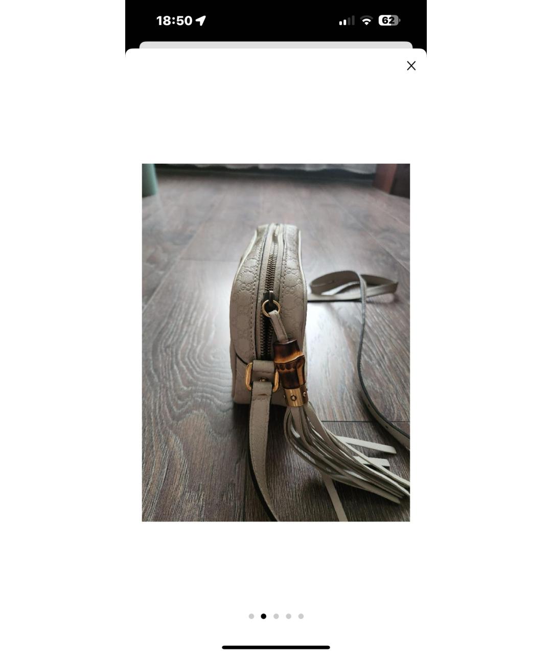 GUCCI Белая кожаная сумка через плечо, фото 2