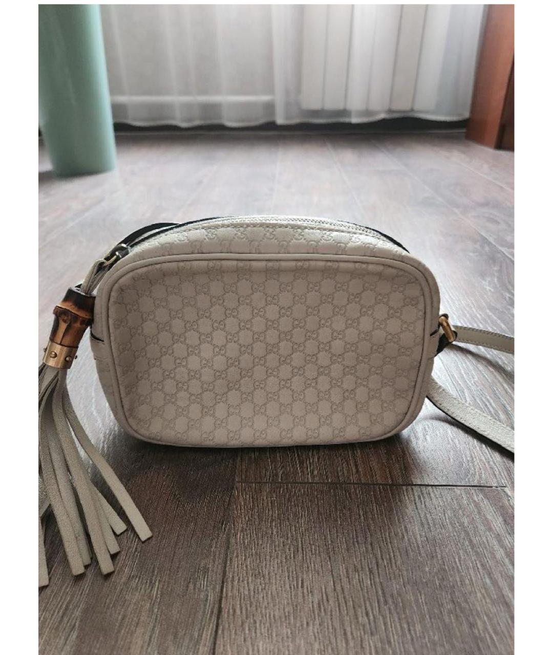 GUCCI Белая кожаная сумка через плечо, фото 5