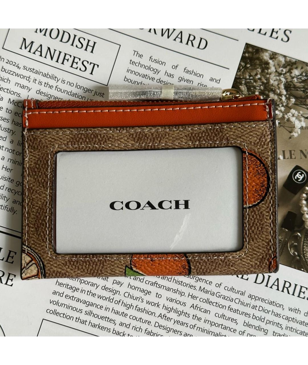 COACH Коричневый кардхолдер из лакированной кожи, фото 3