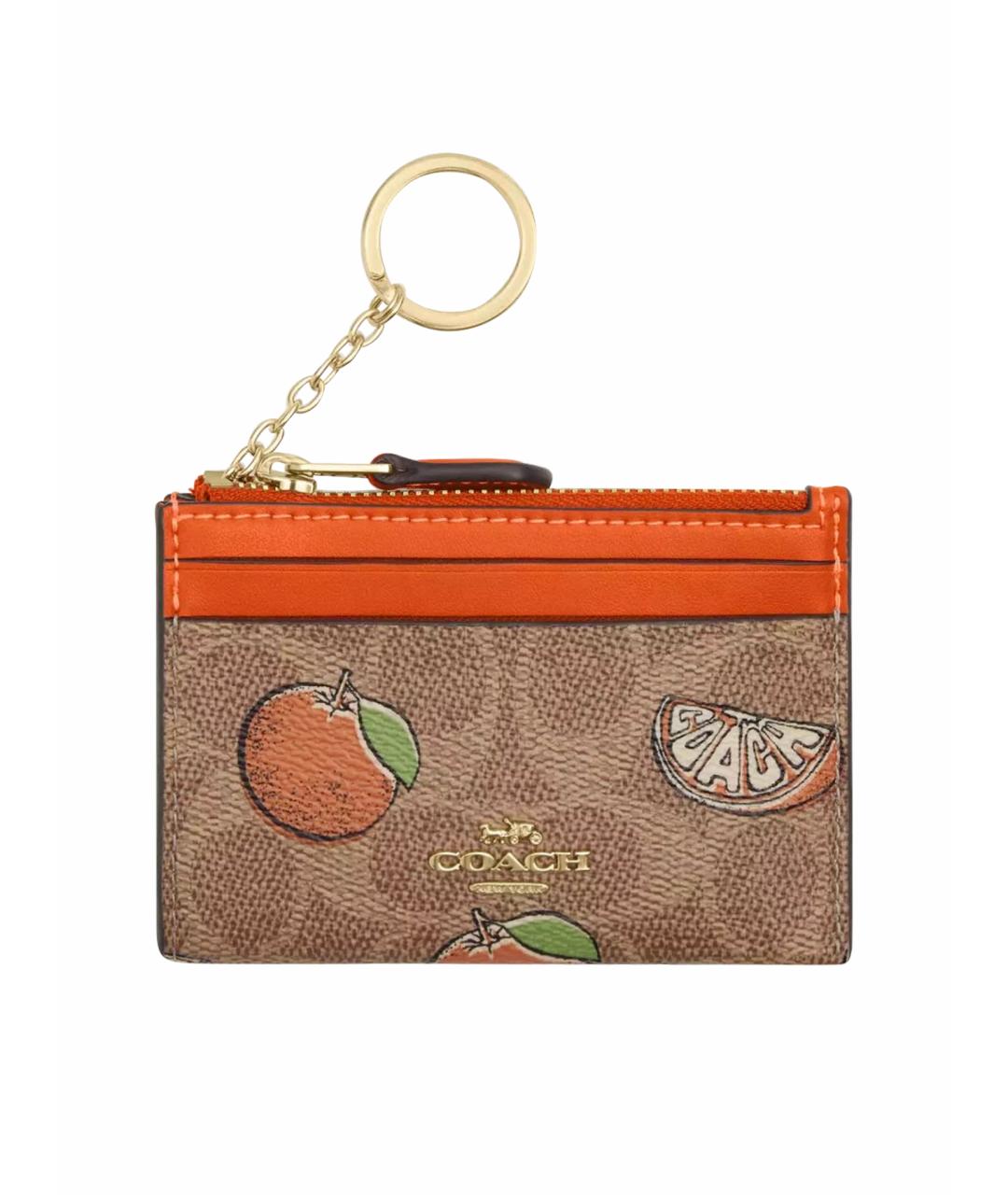 COACH Коричневый кардхолдер из лакированной кожи, фото 1
