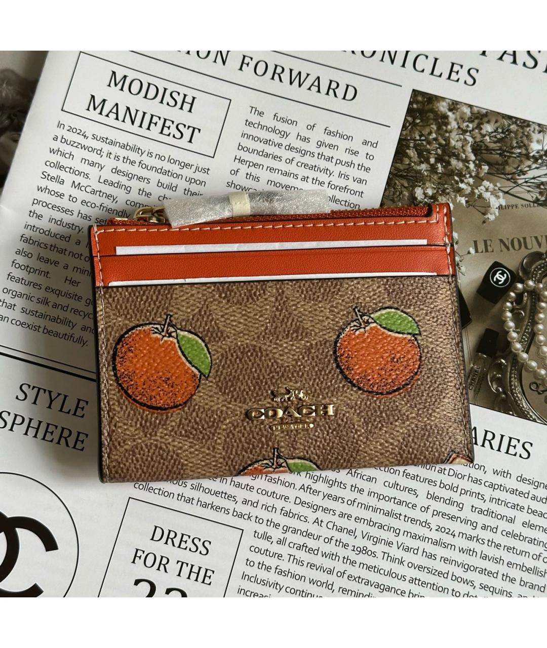 COACH Коричневый кардхолдер из лакированной кожи, фото 2