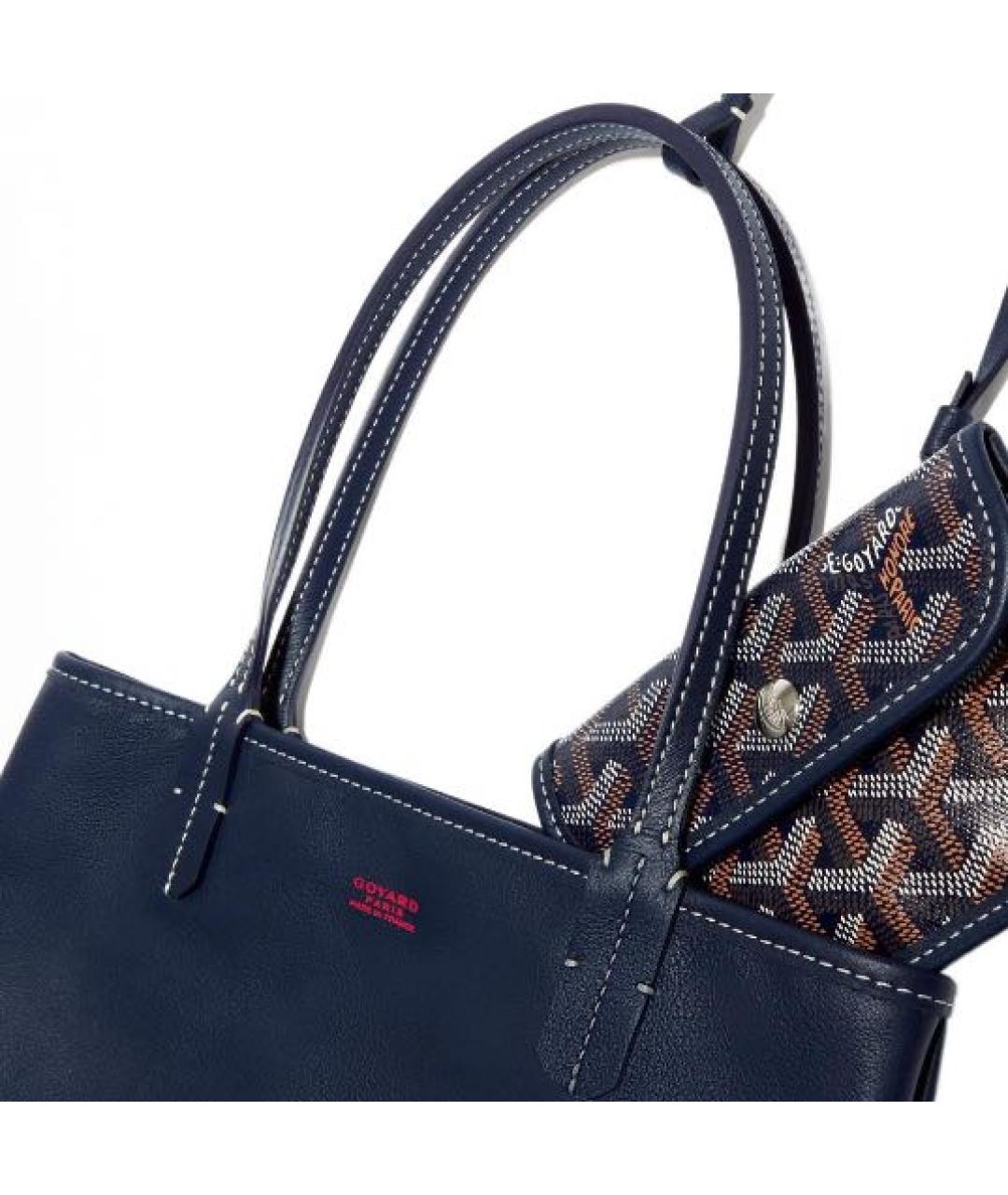 GOYARD Темно-синяя кожаная сумка тоут, фото 3