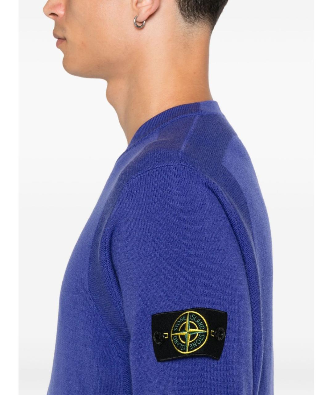 STONE ISLAND Синий шерстяной джемпер / свитер, фото 5