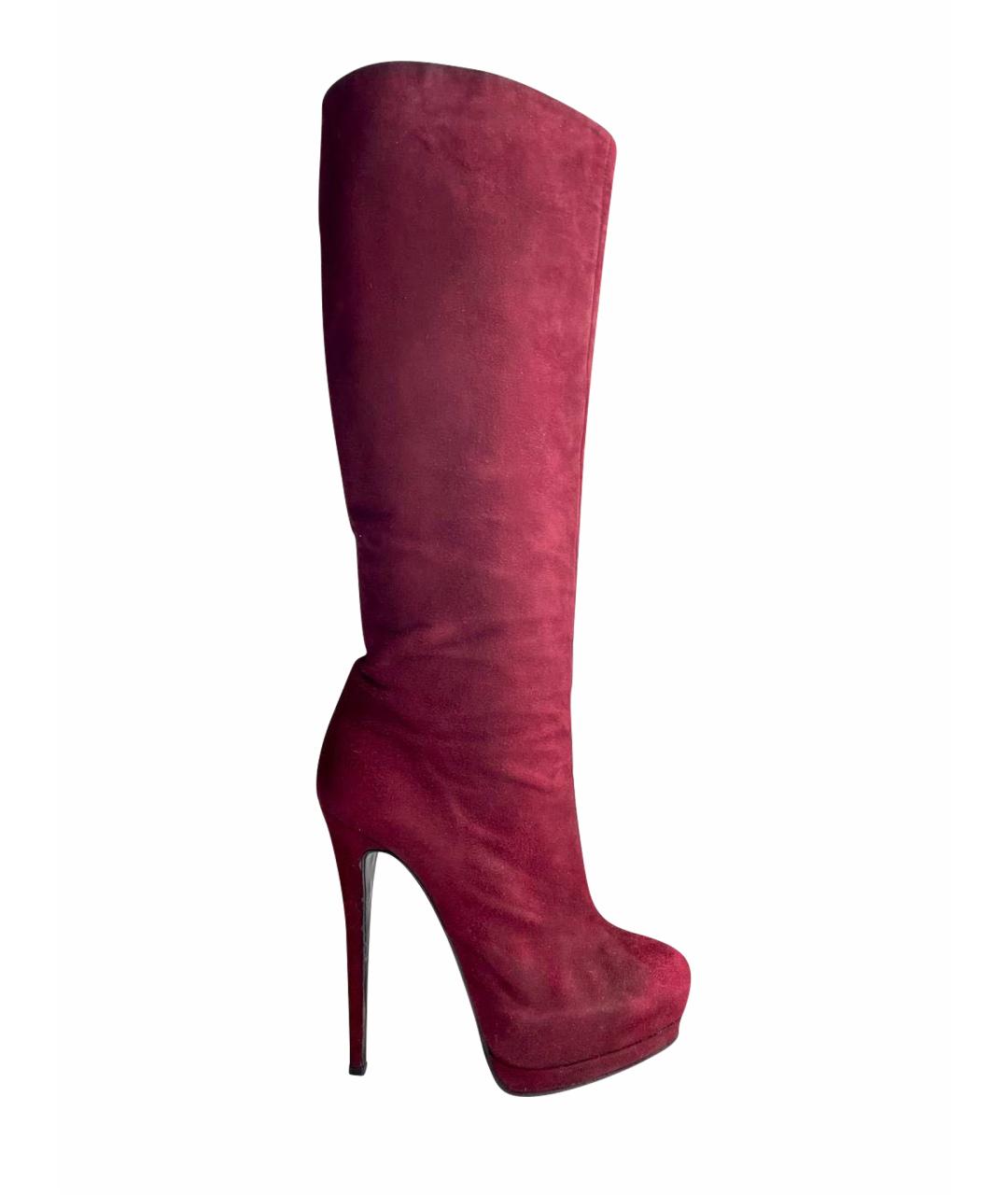 GIUSEPPE ZANOTTI DESIGN Бордовые замшевые сапоги, фото 1