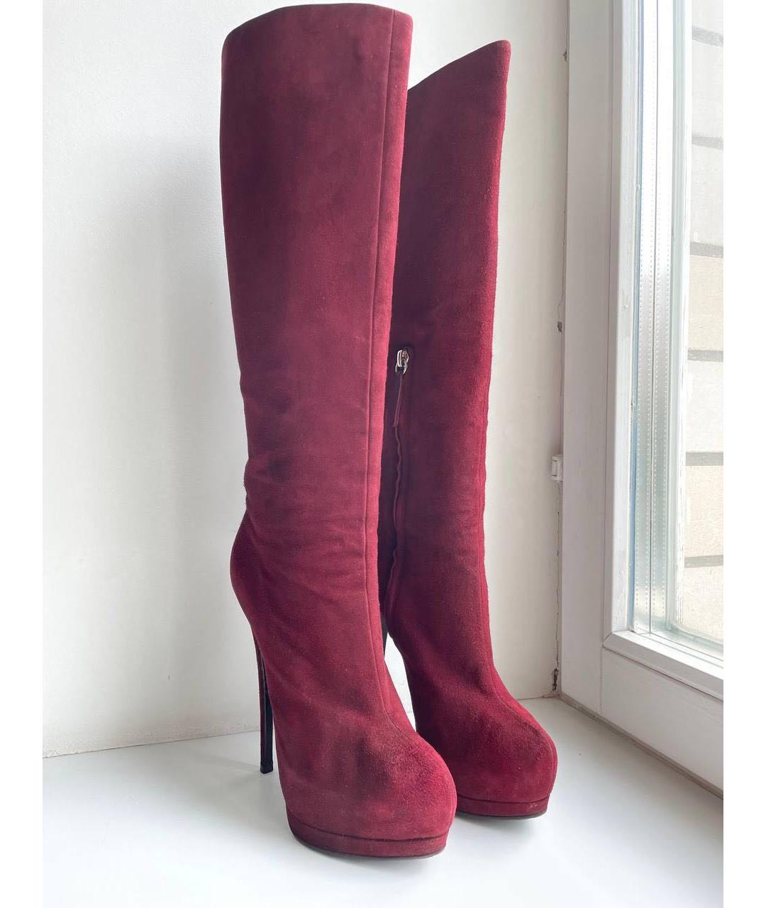 GIUSEPPE ZANOTTI DESIGN Бордовые замшевые сапоги, фото 3