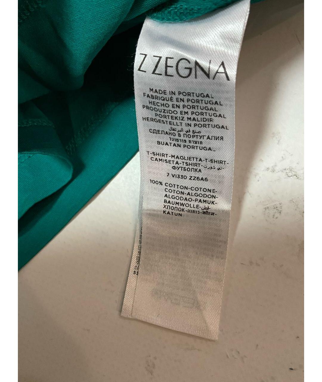 ZZEGNA Бирюзовая хлопковая футболка, фото 4