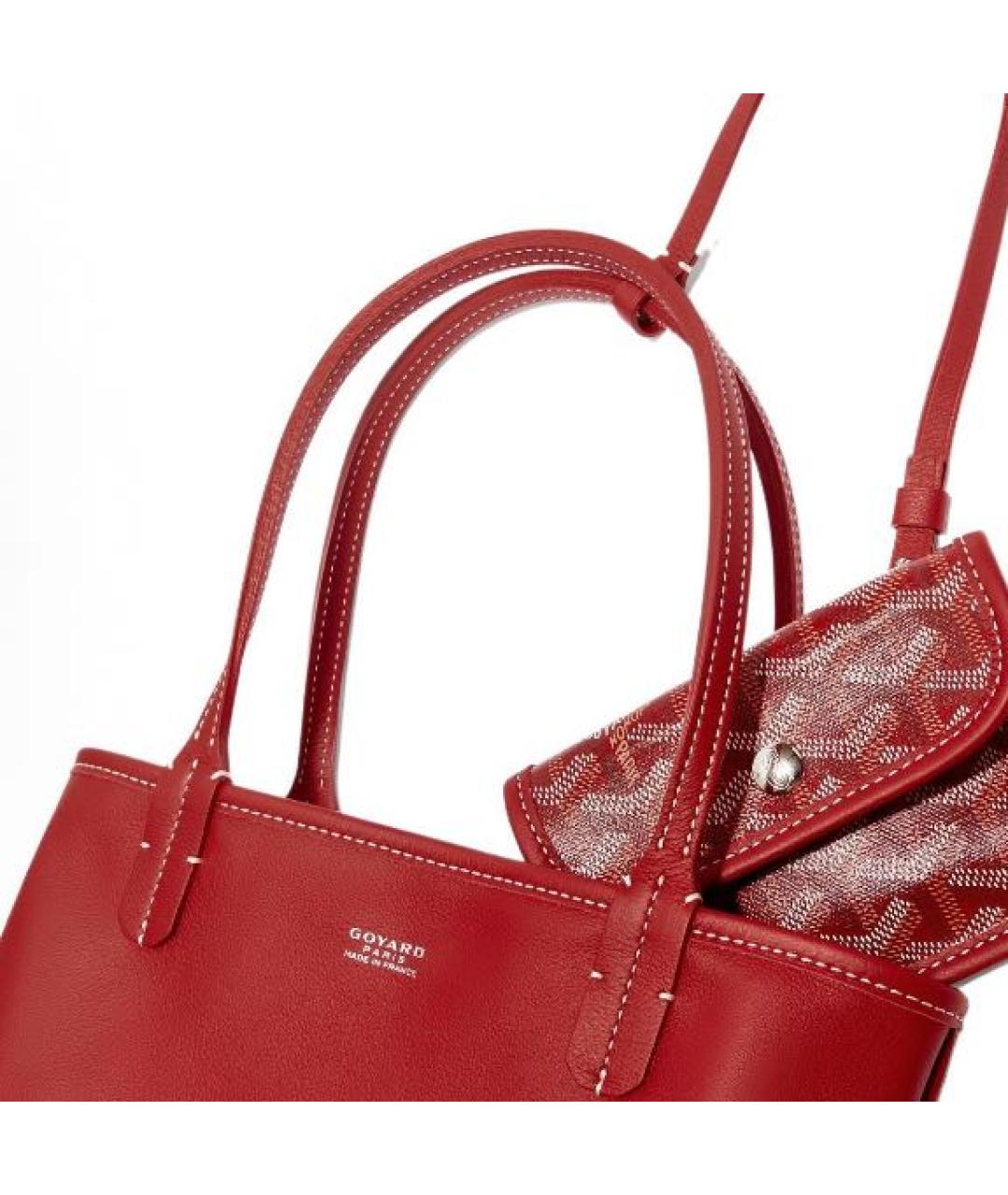 GOYARD Красная кожаная сумка тоут, фото 3