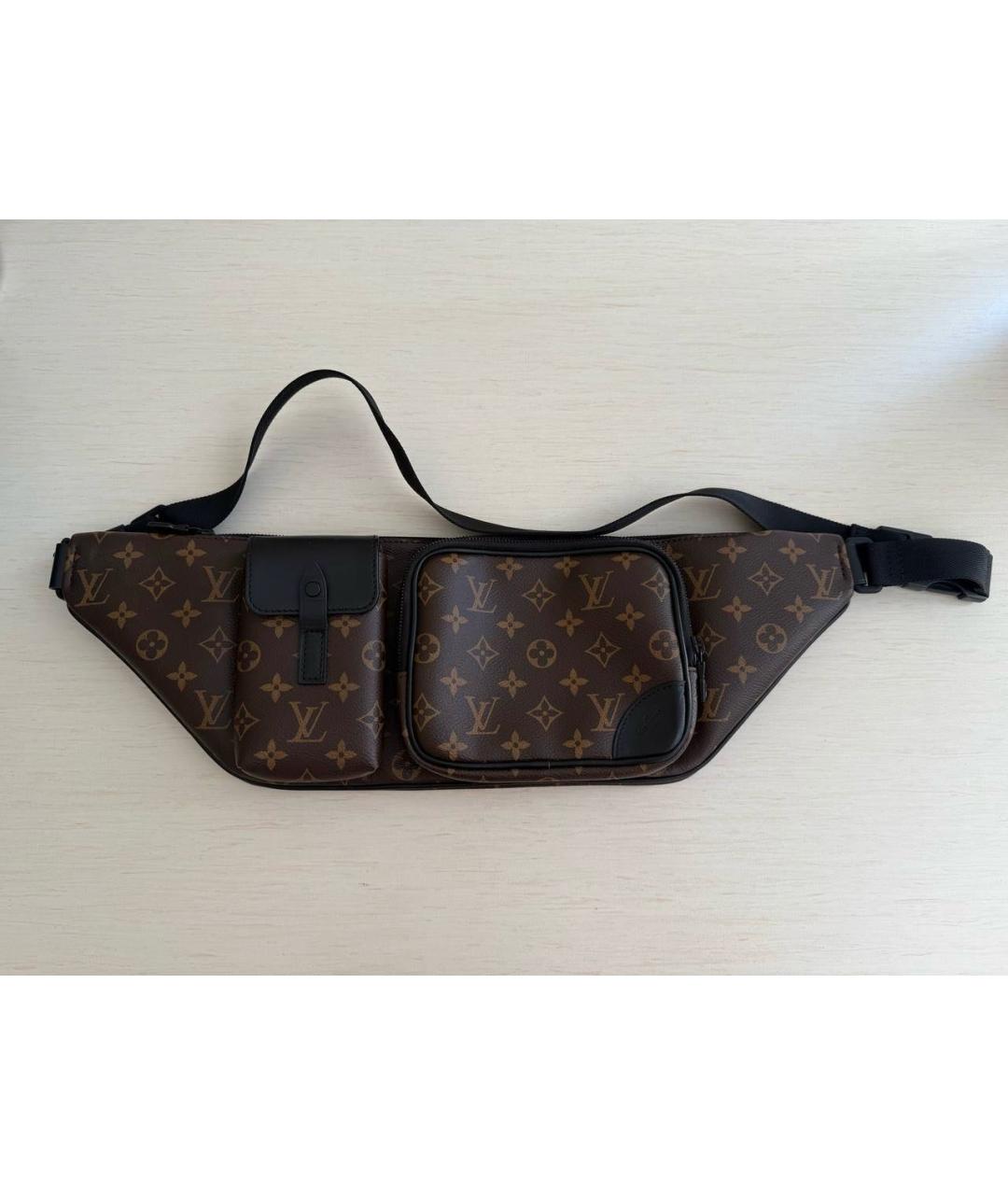 LOUIS VUITTON Коричневая кожаная поясная сумка, фото 5