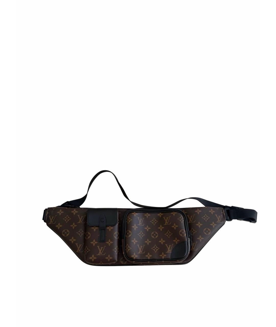 LOUIS VUITTON Коричневая кожаная поясная сумка, фото 1