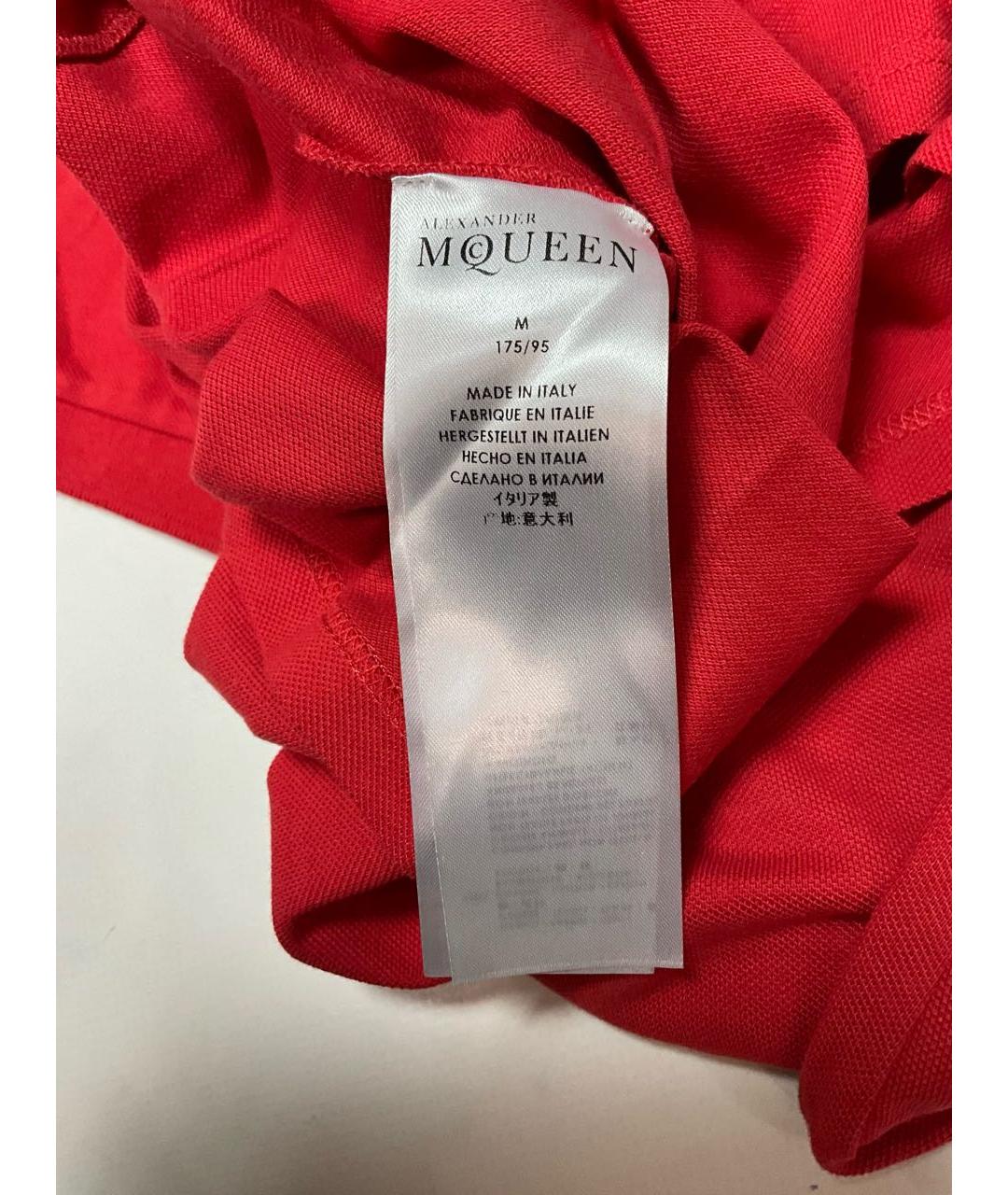 ALEXANDER MCQUEEN Красное хлопковое поло с коротким рукавом, фото 7