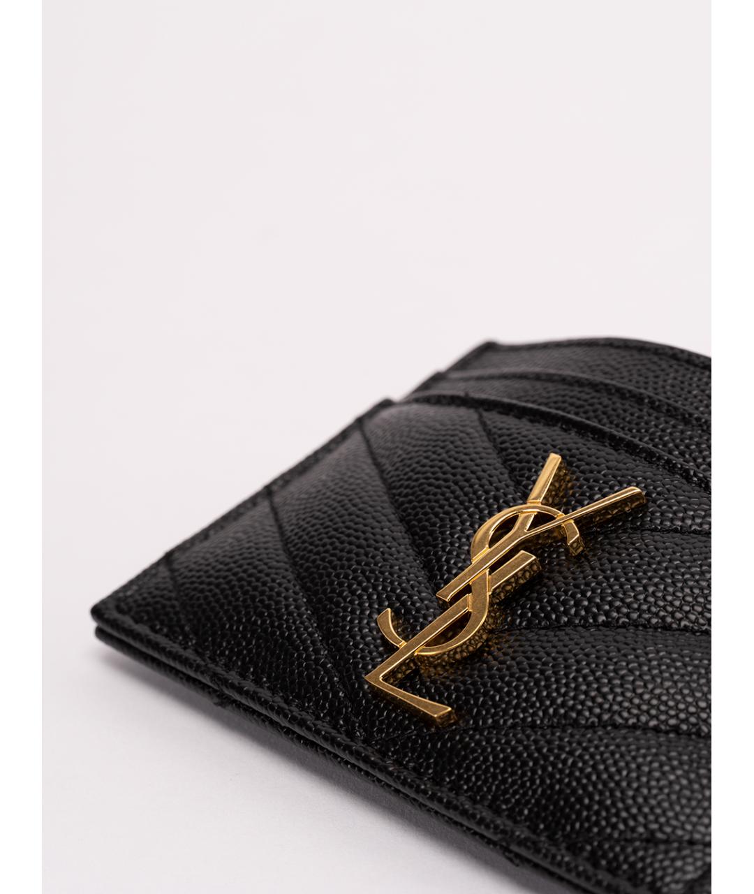 SAINT LAURENT Черный кожаный кардхолдер, фото 3