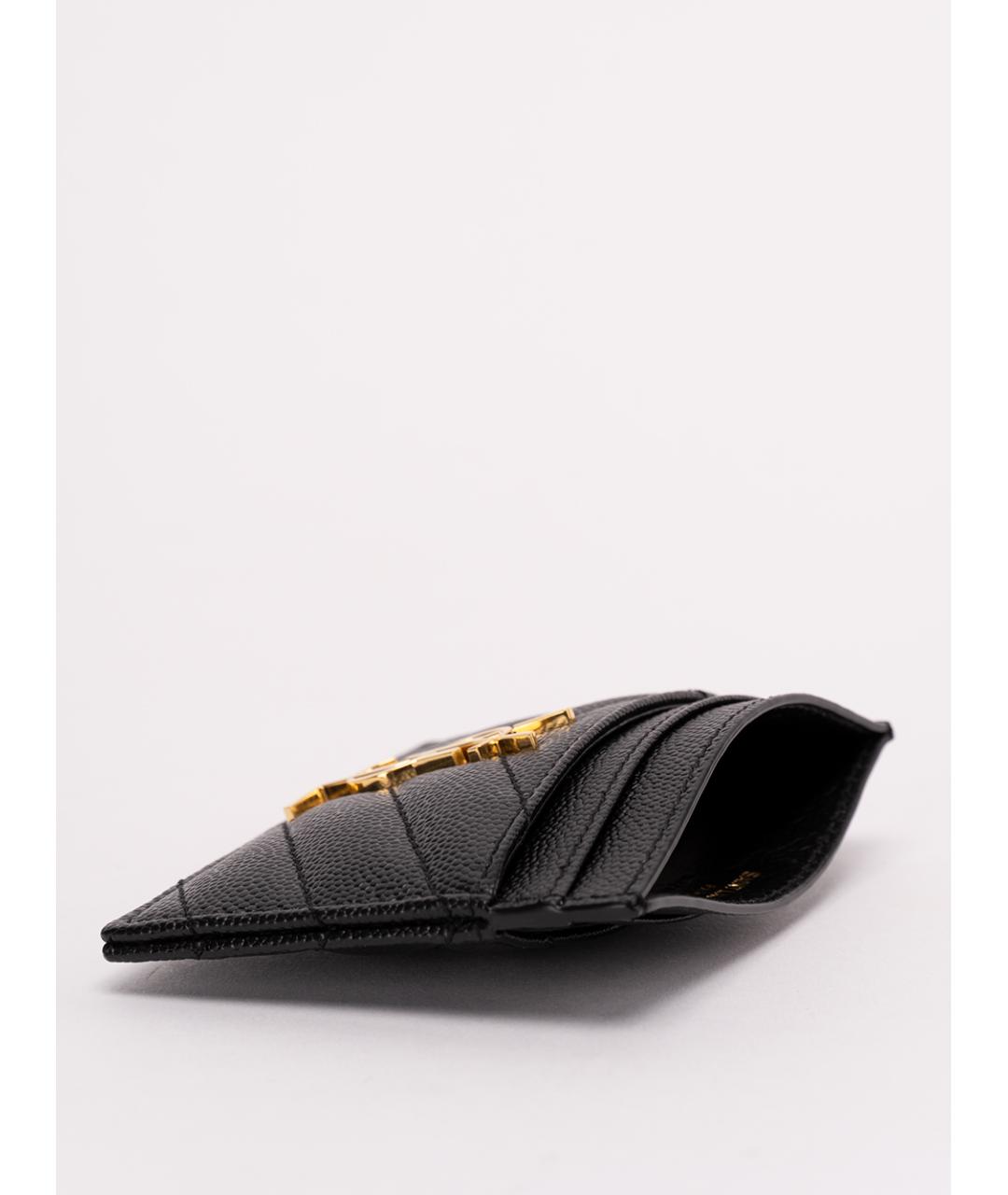 SAINT LAURENT Черный кожаный кардхолдер, фото 4
