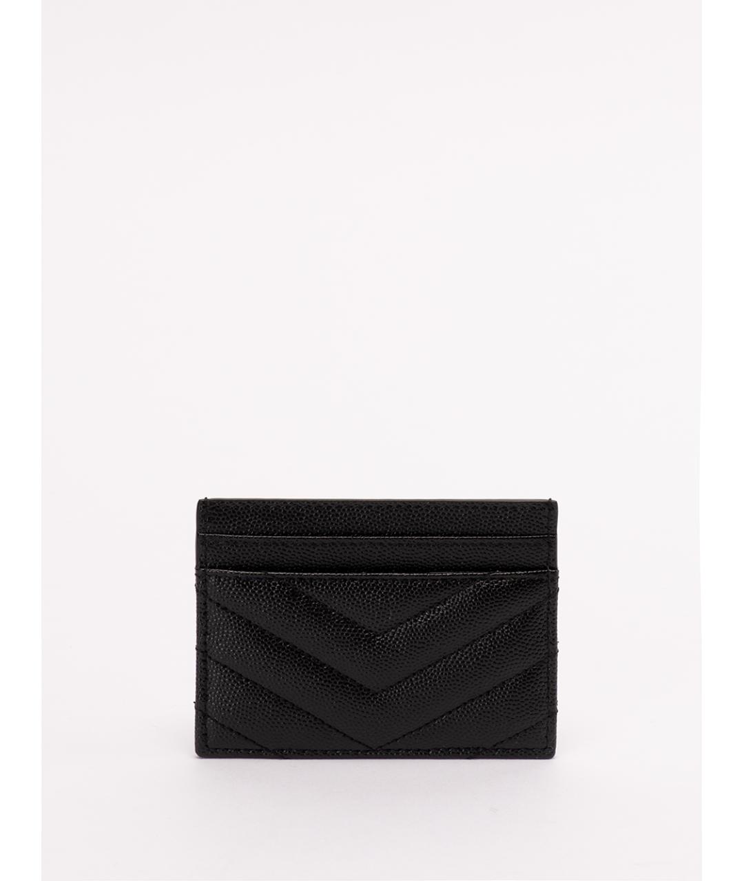SAINT LAURENT Черный кожаный кардхолдер, фото 2