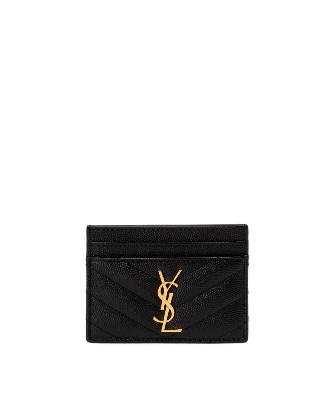 SAINT LAURENT Черный кожаный кардхолдер, фото 1