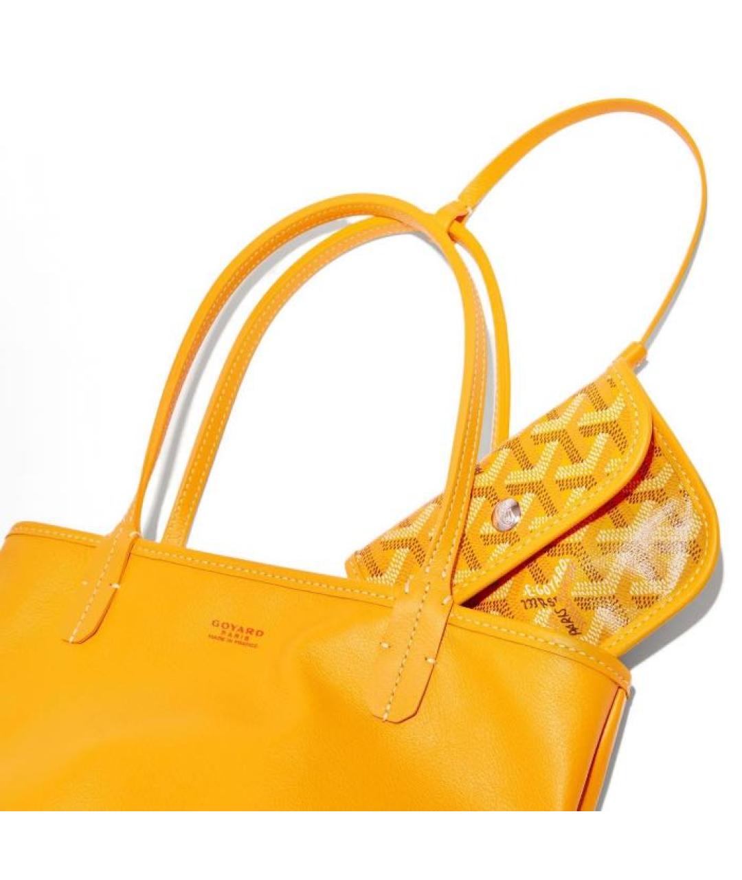 GOYARD Желтая кожаная сумка тоут, фото 3