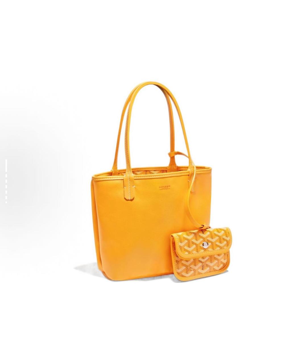 GOYARD Желтая кожаная сумка тоут, фото 5