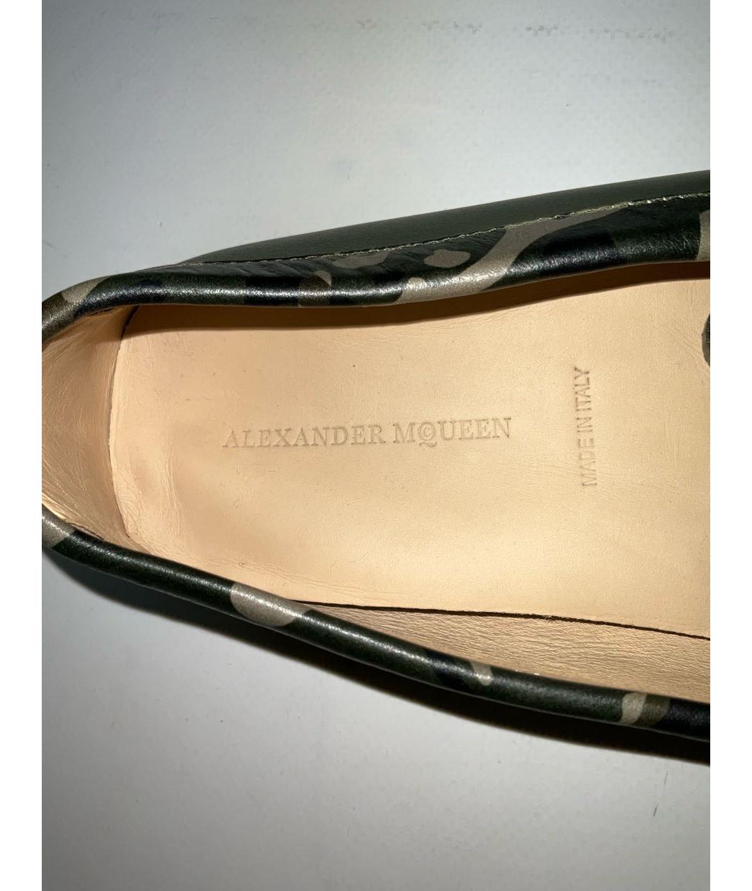 ALEXANDER MCQUEEN Хаки кожаные мокасины, фото 4