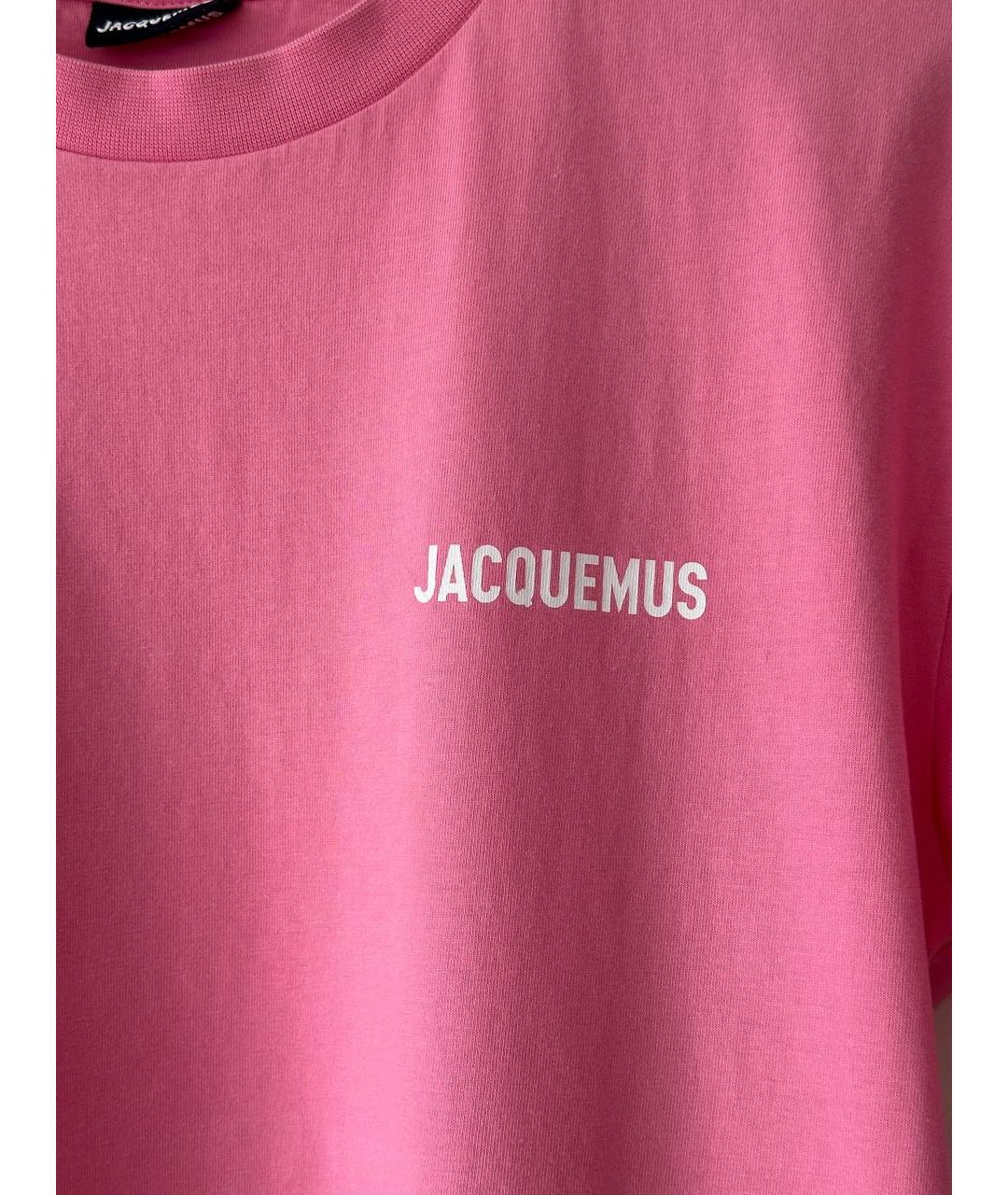 JACQUEMUS Розовая хлопковая футболка, фото 4