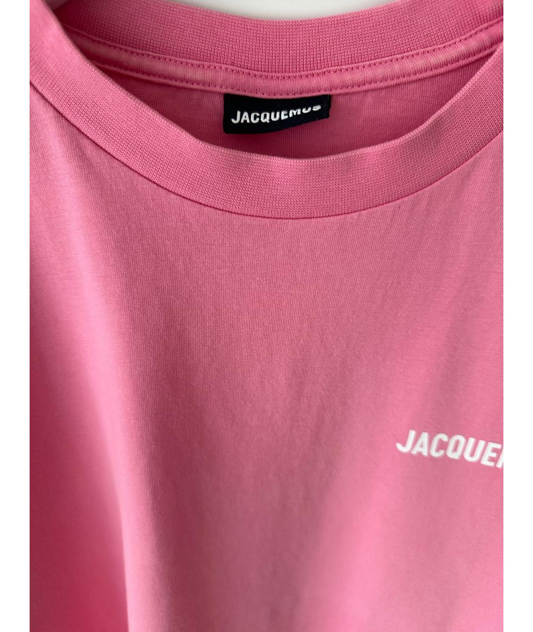 JACQUEMUS Розовая хлопковая футболка, фото 3