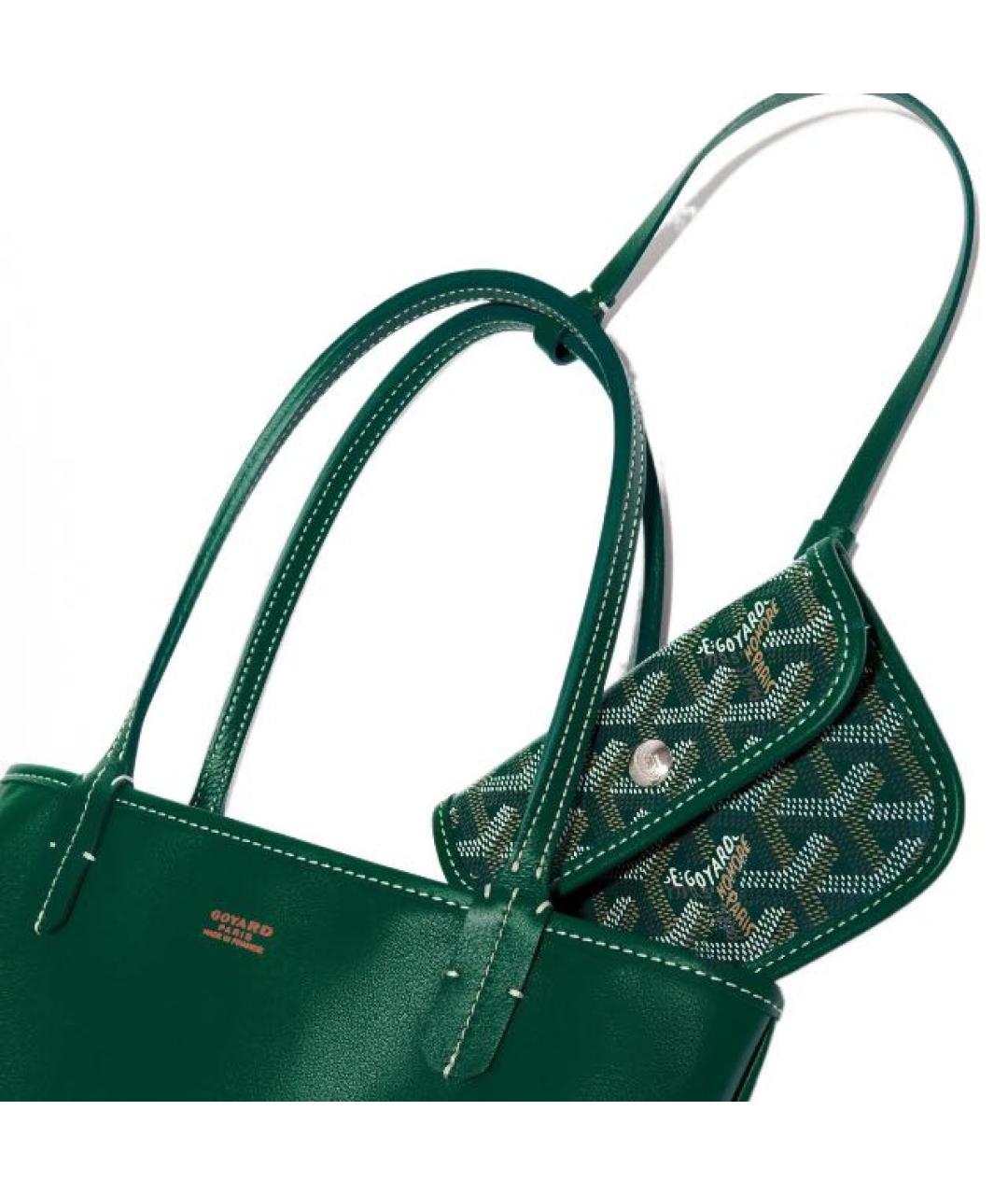GOYARD Зеленая кожаная сумка тоут, фото 3