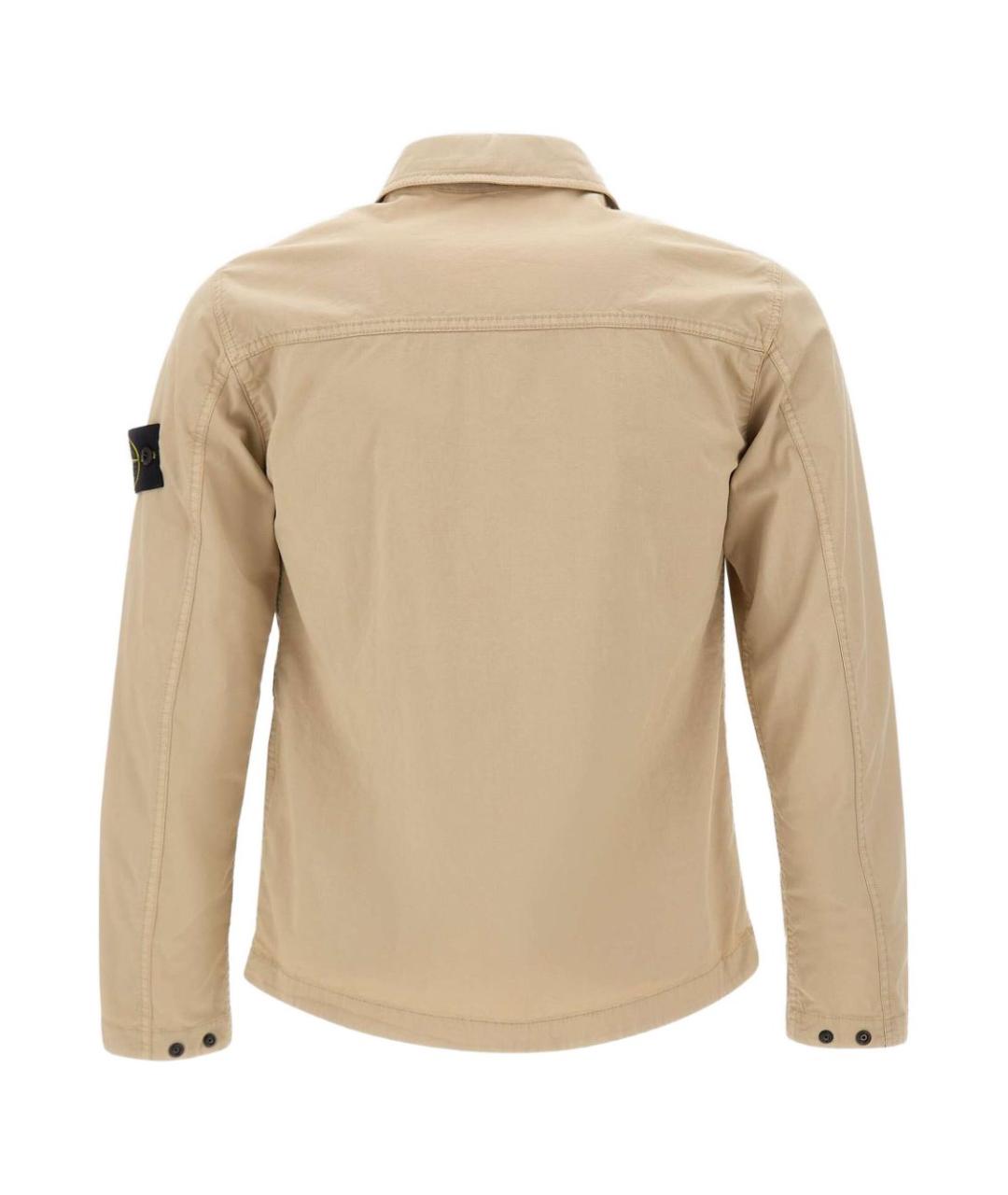 STONE ISLAND Бежевая хлопко-эластановая куртка, фото 2